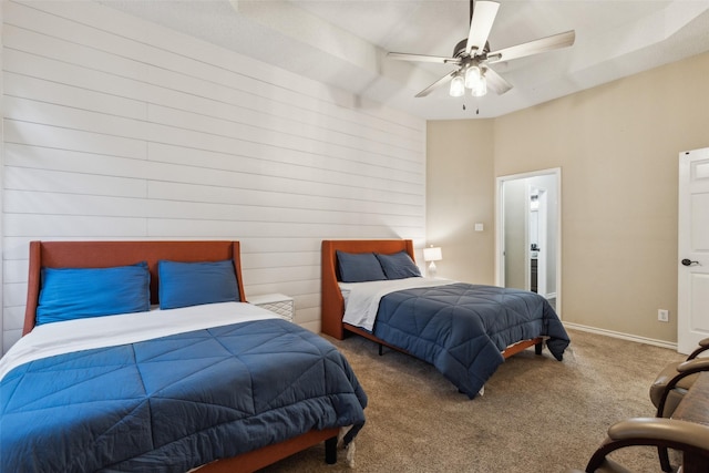 bedroom featuring ceiling fan and carpet flooring