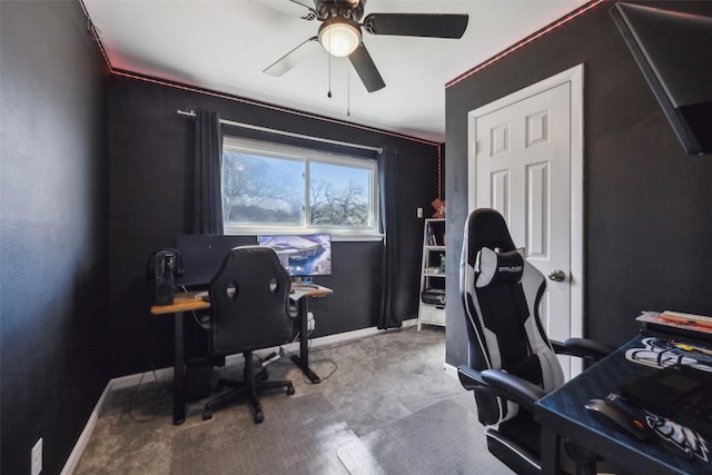 office featuring ceiling fan