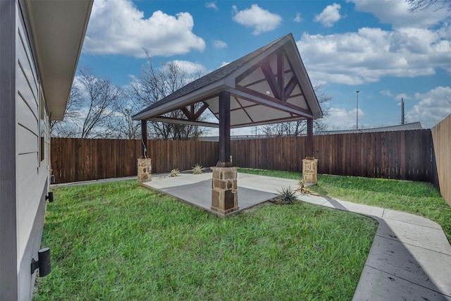 view of yard with a gazebo and a patio area