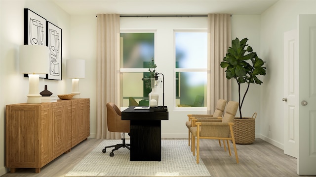 living area featuring light wood-type flooring