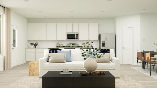 living room featuring light wood-type flooring