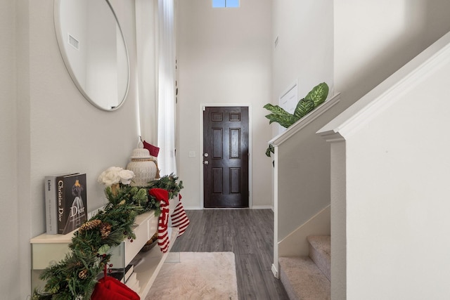 305 Grenada Lake Dr, Princeton, TX 75407 - entrance foyer with a high ceiling and dark hardwood / wood-style floors