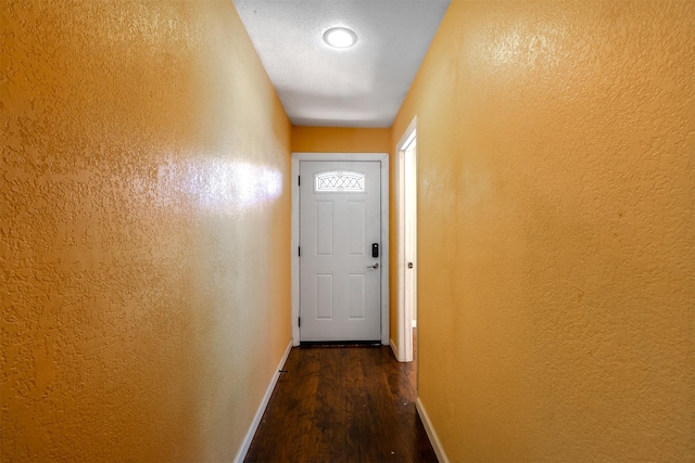 entryway with dark hardwood / wood-style floors