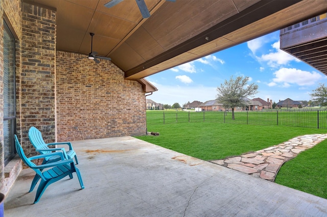 view of patio with ceiling fan