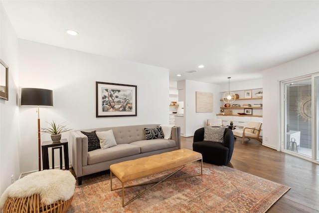 living room with wood-type flooring