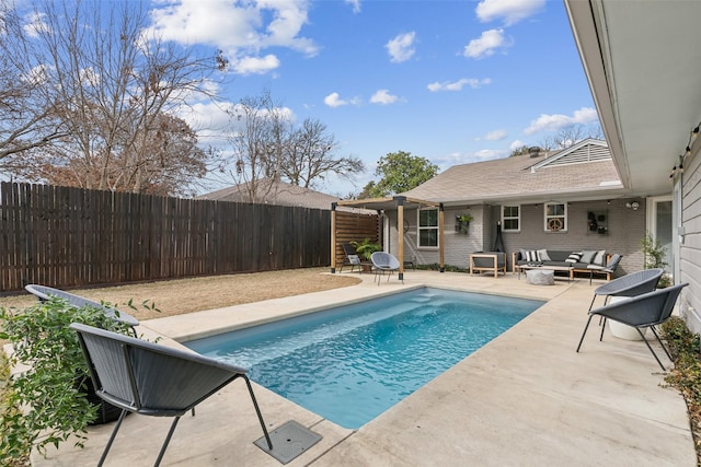 view of swimming pool with an outdoor hangout area and a patio area