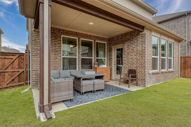 view of patio with an outdoor living space