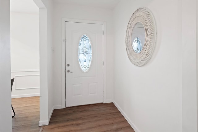 entrance foyer with dark wood-type flooring