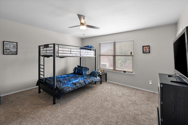 bedroom with carpet floors and ceiling fan