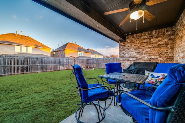 view of patio / terrace with ceiling fan