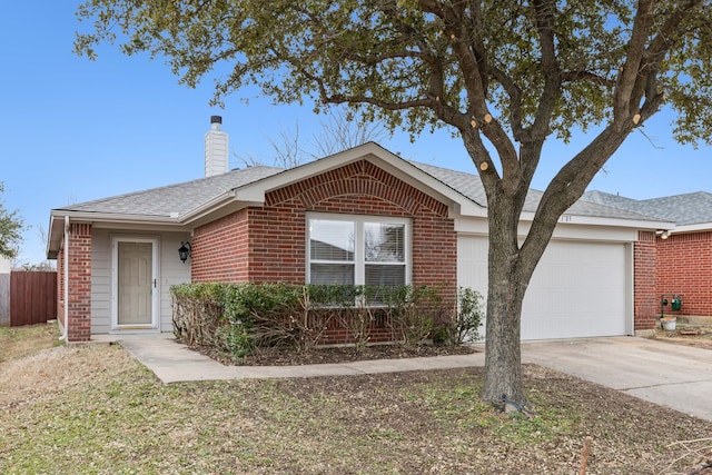 single story home with a garage