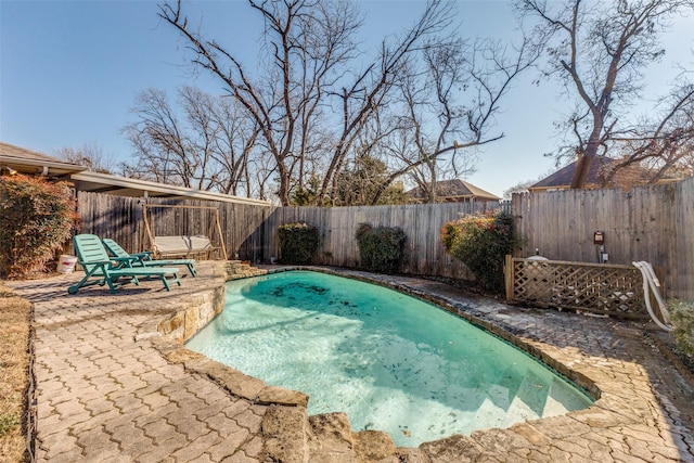 view of swimming pool featuring a patio