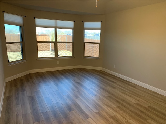 spare room featuring hardwood / wood-style flooring and a healthy amount of sunlight