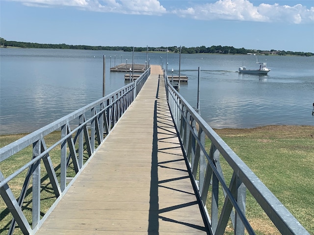 view of dock featuring a water view