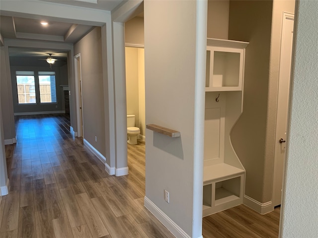 hallway featuring wood-type flooring