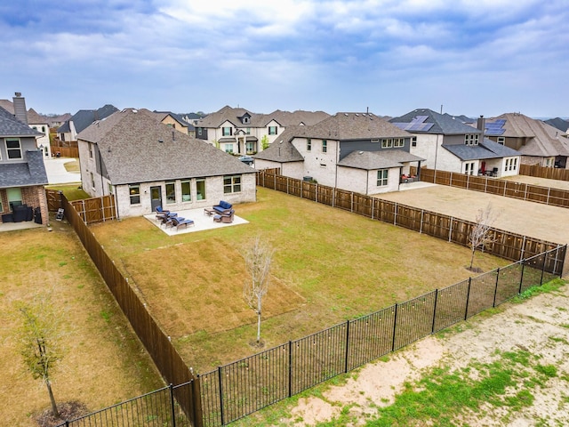 3124 Creek Meadow Dr, Anna, TX 75409 - view of yard featuring driveway, a fenced backyard, a residential view, and a patio