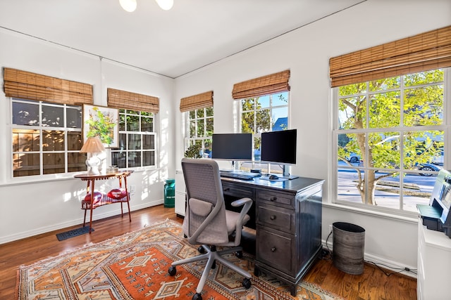 office space featuring hardwood / wood-style floors