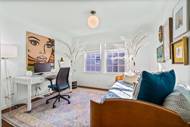 office area featuring hardwood / wood-style flooring