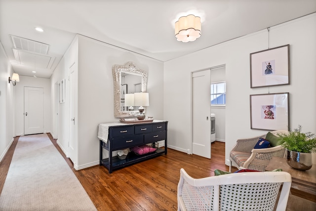 living area featuring dark hardwood / wood-style floors