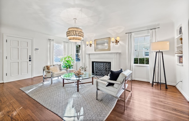 living room featuring dark hardwood / wood-style flooring