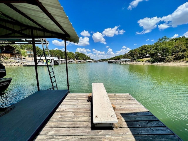 view of dock featuring a water view