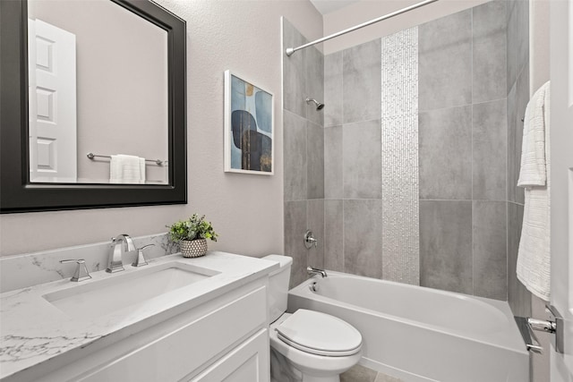 7400 E Fork Ln, Mckinney, TX 75071 - bathroom with toilet, shower / bath combination, and vanity