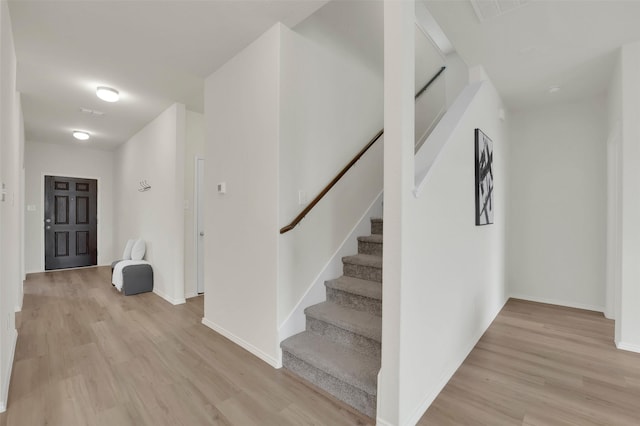 interior space with light hardwood / wood-style flooring