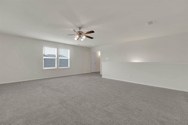 carpeted empty room with ceiling fan