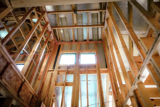 view of unfinished attic