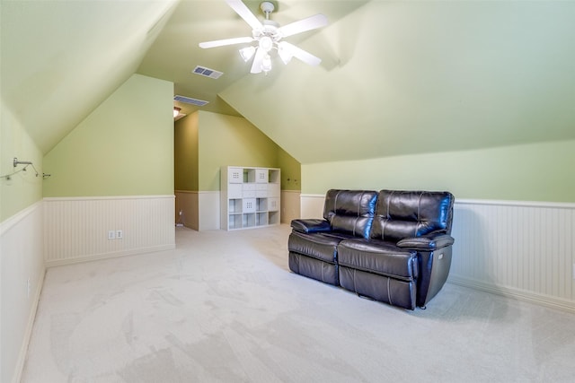 bonus room with ceiling fan, lofted ceiling, and carpet flooring