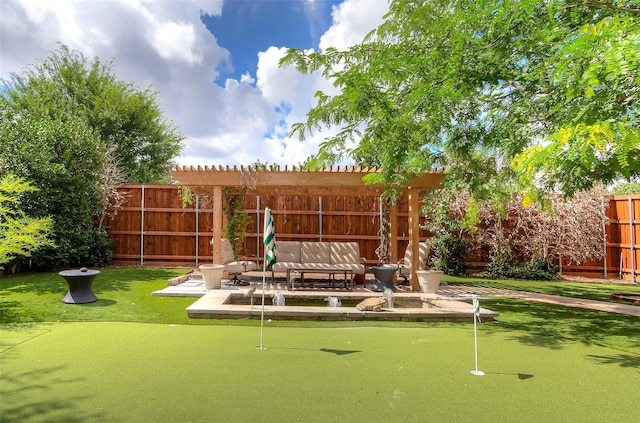 exterior space featuring an outdoor hangout area