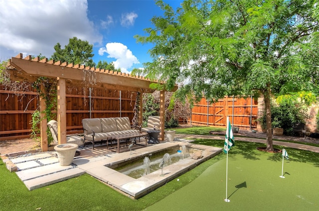 view of patio featuring an outdoor hangout area