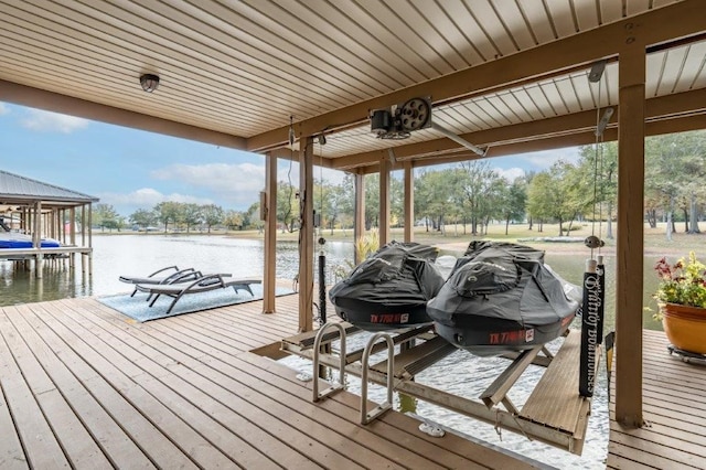 dock area featuring a water view