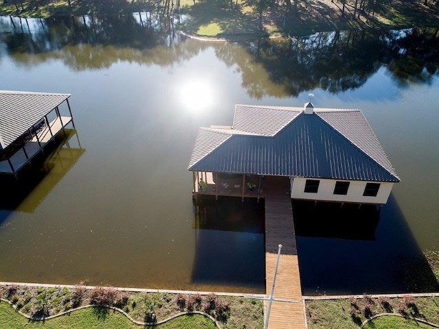 dock area featuring a water view