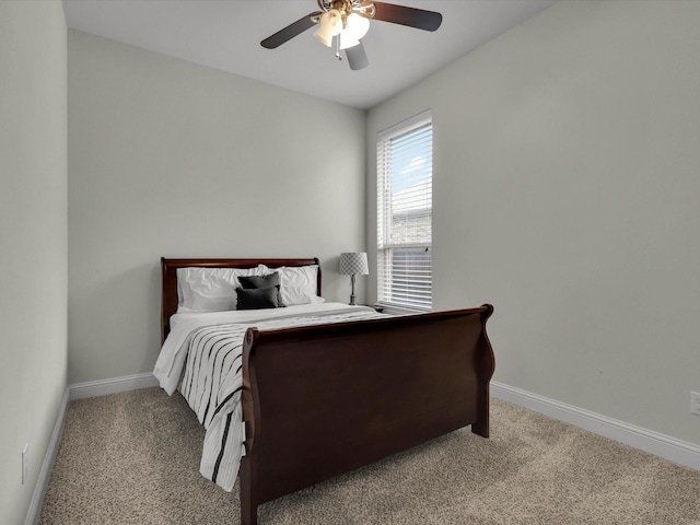 bedroom with carpet flooring and ceiling fan