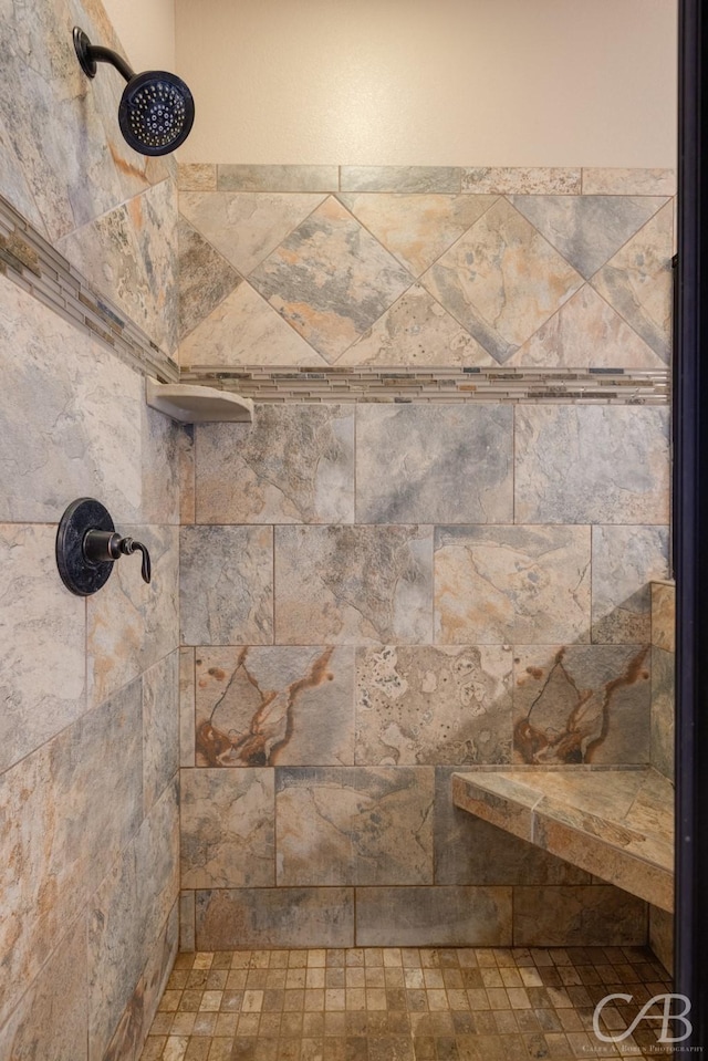 interior details with tiled shower