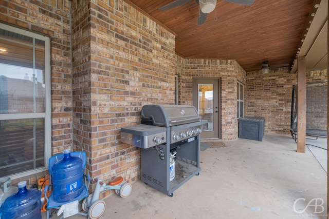 view of patio / terrace with grilling area and ceiling fan