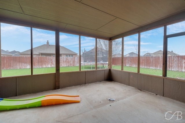 view of unfurnished sunroom