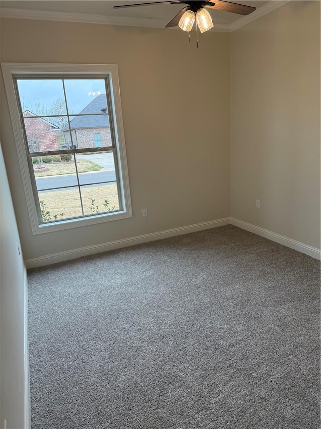 109 Katy Ln, Bossier City, LA 71111 - carpeted empty room with baseboards, a ceiling fan, and ornamental molding