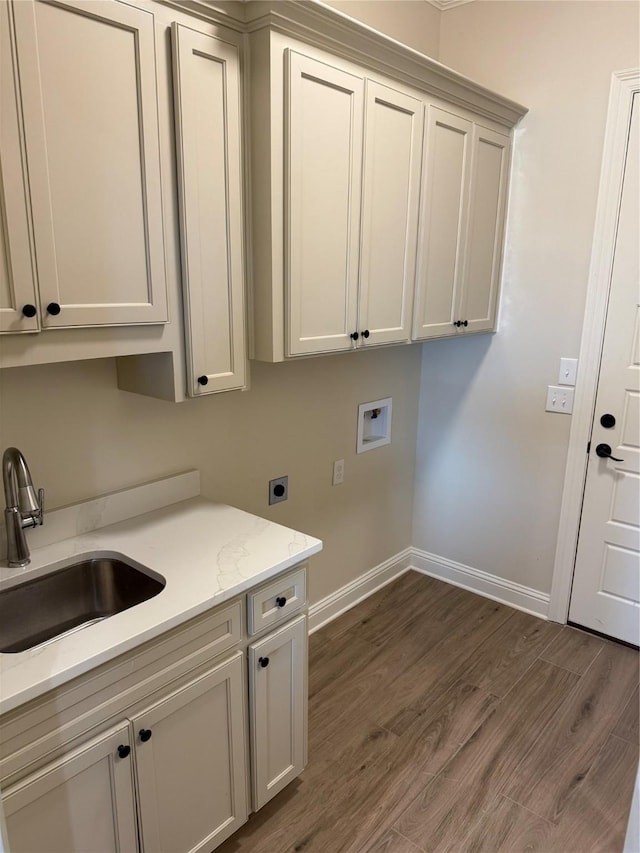 109 Katy Ln, Bossier City, LA 71111 - laundry area with dark wood-style flooring, hookup for an electric dryer, washer hookup, and a sink