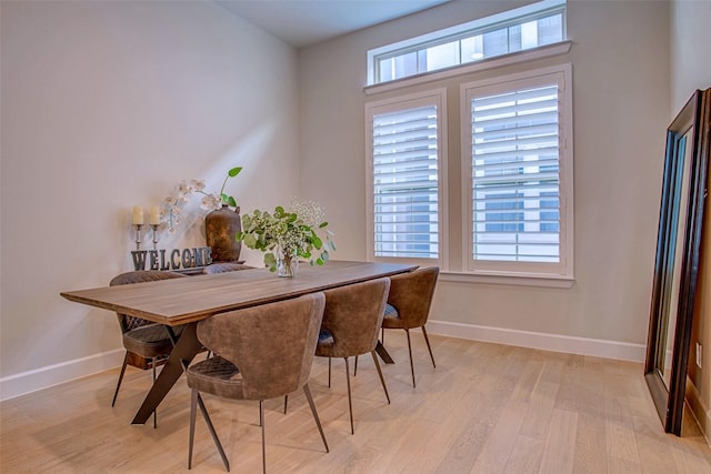 dining room with plenty of natural light and light wood-type flooring