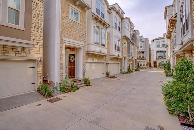 exterior space with a garage