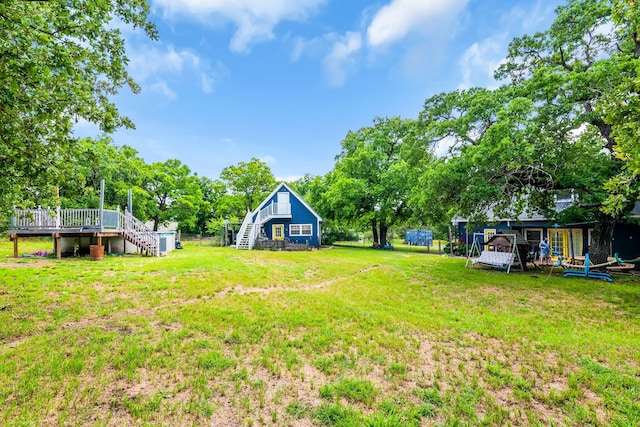 view of yard featuring a deck