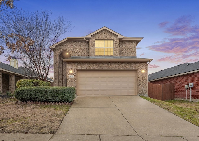 view of front of house with a garage