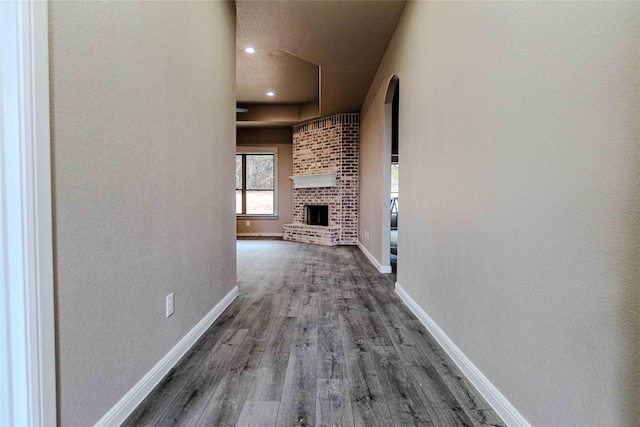 hall featuring dark hardwood / wood-style floors