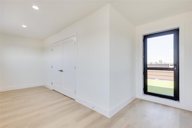 interior space with light hardwood / wood-style floors