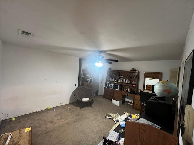 unfurnished living room featuring ceiling fan