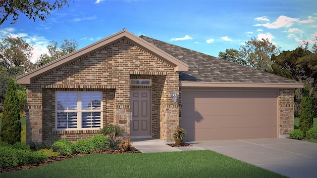 view of front of property with a garage