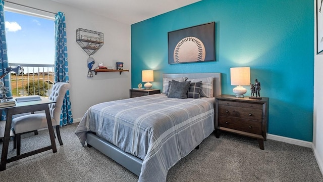 bedroom with multiple windows and carpet flooring