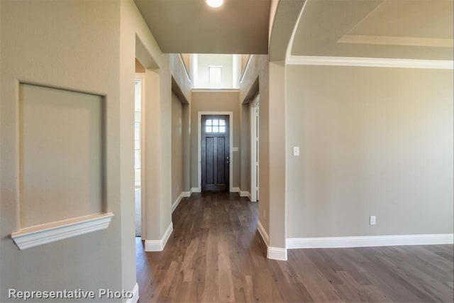 hall featuring wood-type flooring